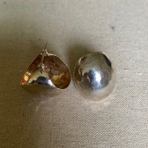 Balloon Hammered Hoop Huggie Sterling Silver Earrings